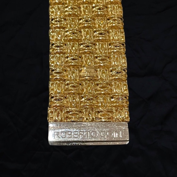 Authentic Roberto Coin 18k Gold & Diamond Pave Appassionata 5-Row Woven Bracelet - Picture 7 of 8